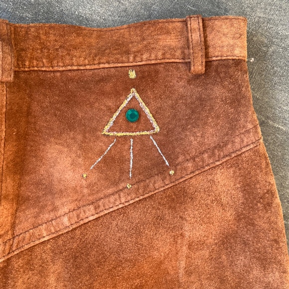 Handmade Vintage High Waist Suede Pants - Sequin work - Picture 9 of 12